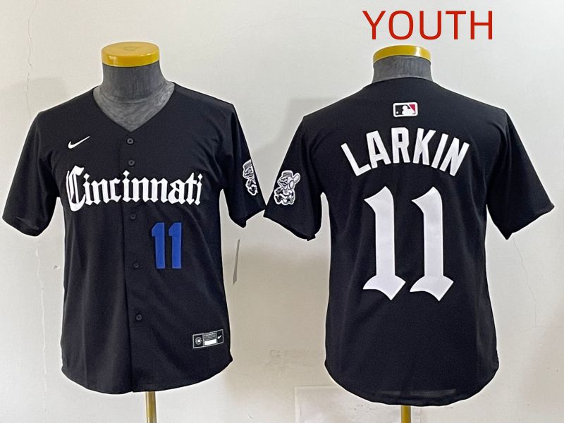 Youth 2025 Cincinnati Reds #11 Larkin Black Five generations Joint Name Nike MLB Jersey style 6->youth mlb jersey->Youth Jersey